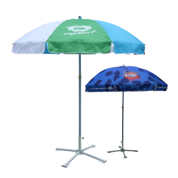 200Cm Real Steel Pole Big White Portable Parasol Outdoor Beach Umbrella Outdoor Heavy Duty